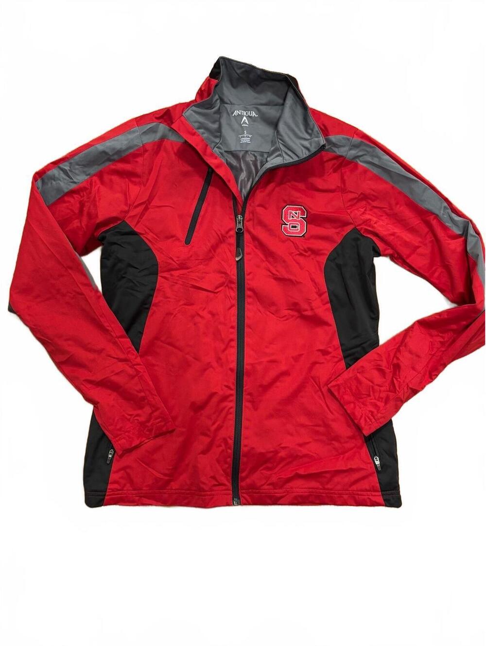 Antigua Women's Red and Black NC State Zip-Up Jacket Size Small Collegiate